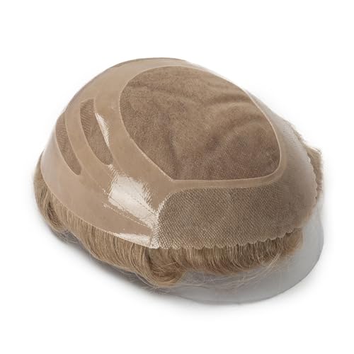 Toupet de cheveux humains blond médium prothèse haut de gamme - 4