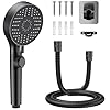 RV Shower Head with Stainless Steel Hose, 5 Mode High Pressure Shower Head with Handheld On Off Switch, Camper Shower Head Replacement for RV, Travel Trailer, Motorhome, RV Accessories Part, Black