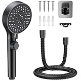 RV Shower Head with Stainless Steel Hose, 5 Mode High Pressure Shower Head with Handheld On Off Switch, Camper Shower Head Replacement for RV, Travel Trailer, Motorhome, RV Accessories Part, Black