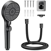 RV Shower Head with Stainless Steel Hose, 5 Mode High Pressure Shower Head with Handheld On Off Switch, Camper Shower Head Replacement for RV, Travel Trailer, Motorhome, RV Accessories Part, Black