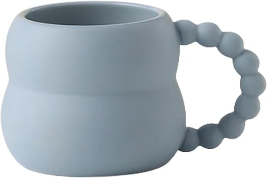 PEKJI Creative Mug Mug Round Ceramic Coffee Mug with Stirring Stick Morning Cup Reusable 280ml/9.5oz