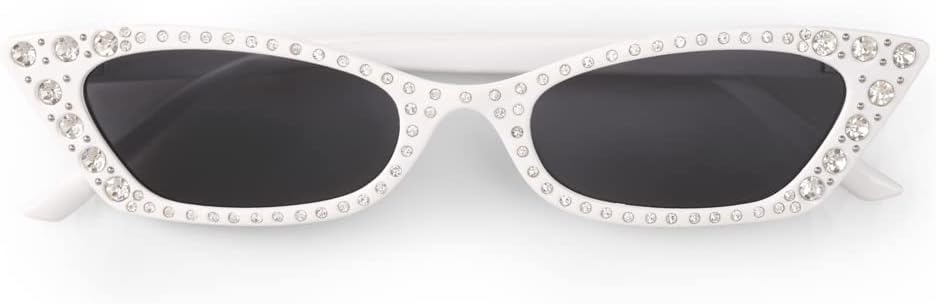 White Bedazzled Cat Eye Sunglasses | White Bachelorette Party Favor, Bridesmaid Sunnies Gift, y2k Birthday Party Decorations + Cool Halloween Costume