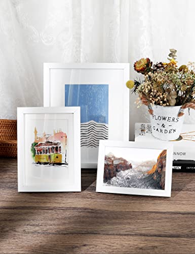 Annecy 9X12 Picture Frames (4 Pack, White), Composite Wood Photo Frame With, For Pictures 6X8 With Mat Or 9X12 Without Mat For Wall Mounting, Rustic Simple Home Office Decor #TOP4