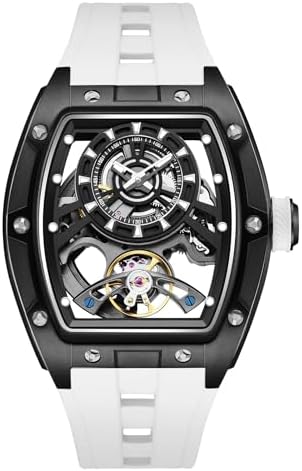 Paras Crown Automatic Watches for Men Analog Mechanical 50M Waterproof Fashion Luxury Wrist Watch with Stainless Steel Case & Silicone Strap Mens Watches