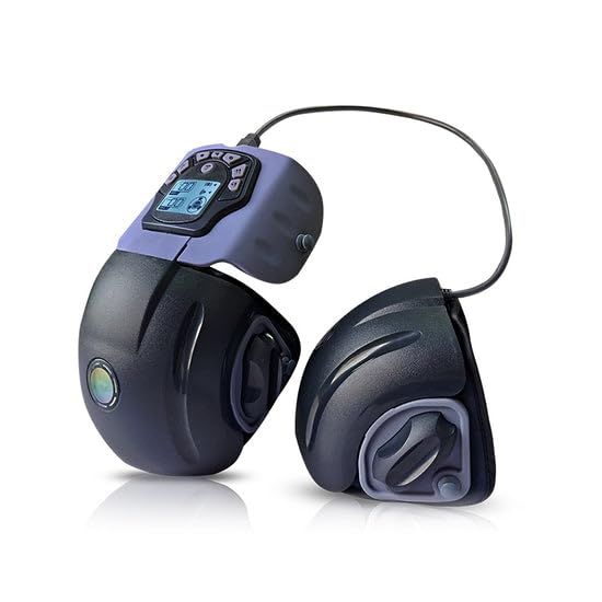 Electric Double Knee Massager, Massaging Heating EMS Care Device, Knee/Shoulder Pain Reliever, Cordless Rechargeable Massage Machine for Joint or Muscle Pain, Adjustable Temperature