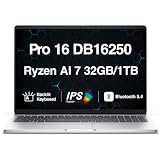 Dell Pro 16 DB16250 AI Business Laptop, 16" FHD+ WUXGA IPS Display, AMD Ryzen AI 7 350 (Up to 5.0GHz), 32GB DDR5 RAM, 1TB PCIe NVMe SSD, Backlit Keyboard, WiFi 6E, Bluetooth 5.4, Windows 11 Pro