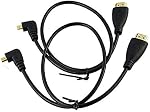 Seadream Angled Micro HDMI to Standard HDMI Cable 1.64FT 90 Degree Right Angle Micro HDMI Male to HDMI Male Cable Connector(1pcs Right Angled)