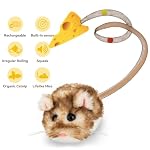 Migipaws Interactive MigiMouse Cat Toy 360° Rolling & Spin with Mesh Plastic Tail for Indoor Cats Smart Motion Sensor, Realistic Squeak, Rechargeable Plush Kitten Toy(Brown Long) - Image 5
