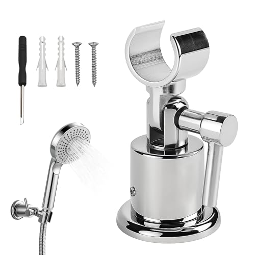 Vollmetall Duschkopfhalterung, 1 Stück Verstellbare Duschhalterung, 180 Grad Duschkopf Halterungen, Rostschutz Duschbrause Halterung für Dusche, Handbrause Halterung mit Schraube