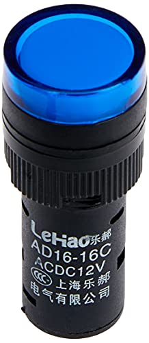 CHIPSCE, 023-8001, Sinaleiro Indicador Com LED 12V - Ad16-16C - Azul 16 mm