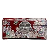 Caja de joyas de madera, Joyero de madera abulón con incrustaciones nácar, tamaño dos pisos, 18x11x8,6 cm