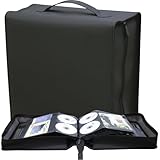 Salajory CD DVD Storage Binder with Handles - Holds 200 Discs & 100 Booklet Pockets, PU Leather Cover for Blu-ray Movies, Music CDs, Audio Disks, Portable Media Organizer