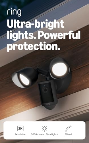 Image of Ring Floodlight Cam, Wired (newest model), Home or business security, Wide-Angle Retinal 2K Video, 6x Enhanced Zoom, Ultra-Bright Floodlights, Black