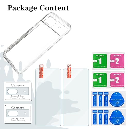 Cell Phone Screen Protector (4+1Pack) Compatible for Google Pixel 8A, Tempered Glass Film Anti-Scratch High Definition and Soft TPU Protective Case