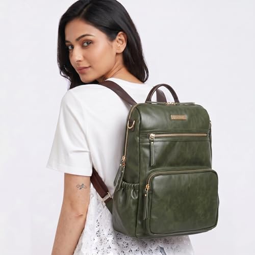 Image of VISMIINTREND Backpack for Woman /Teens Girl, Leather, Stylish, Handbag, Purse,Ladies,Office,Travel,College,Daily-Use,14-inch Laptop Bag, Elegant, Gifts for Women /Girls, Birthday Gift for Wife /Sister
