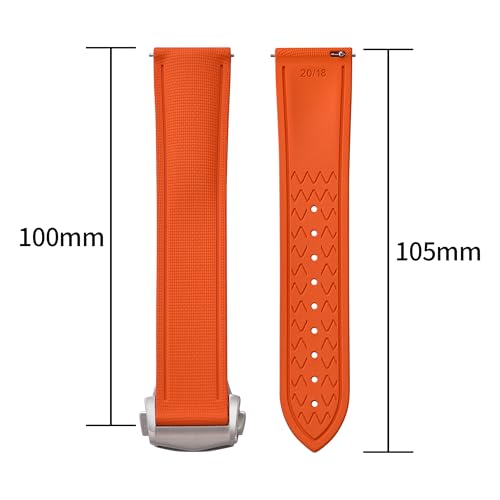 Image of WAMD Vector FKM Rubber Watch Strap 20mm 22mm - No Loop Deployment Clasp - Premium Fluoroelastomer Replacement Band.
