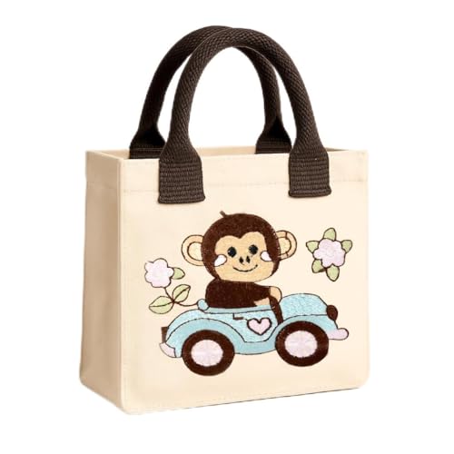 Image of Kids Lunch Bag | Cute & Stylish Embroidery Mini Tiffin Bag for Boys & Girls | Cute Cotton Cartoon Design I Picnic Tuition School, Preschool & Playschool | Gift for Birthday