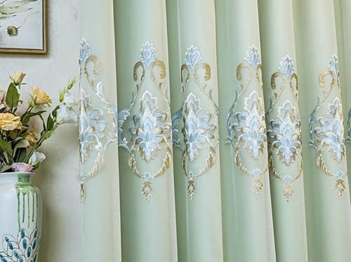 Rideaux salon fenetre double couche broderie vert haut de gamme
