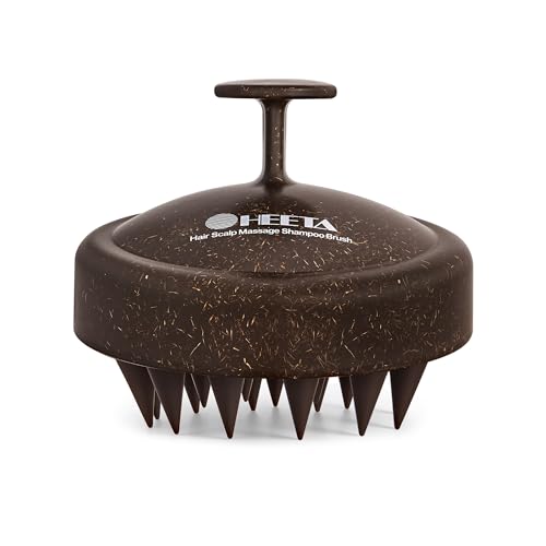 Image of HEETA Scalp Massager Hair Growth, Soft Silicone Scalp Scrubber Shampoo Brush for Exfoliation, Dandruff Removal & Head Massage Stress Relax, Wet & Dry Use for Thick, Thin Hair Care, Dark Brown
