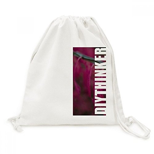 Sac cordon en toile imprimé feuille rouge pour voyage