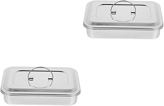 Beavorty Bandeja Quadrada De Beleza Para Arte De Manicure 2 Peças Pote De Limpeza De Unhas Bandeja De Metal Para Arte Em Unhas Bandeja De Aço Inoxidável Bandeja De Servir De Aço