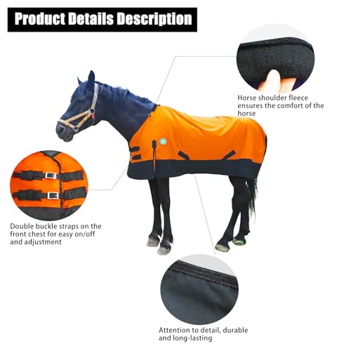 Image of Adjustable Waterproof Horse Sheet | Horse Blankets for Real Horses|Perfect Rainy Day Protection(74 inch, Orange)