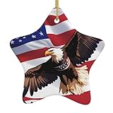 Hjfczh Pendentif en forme d'étoile en céramique Motif aigle patriotique des États-Unis avec drapeau américain Décoration Malls, supermarchés, magasins