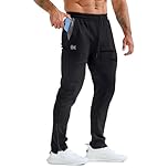 BROKIG Mens Zero Armor Gym Jogger Bottoms,Casual Sport Workout Trousers Training Running Track Pants with Zipper Pockets(Medium,Black)