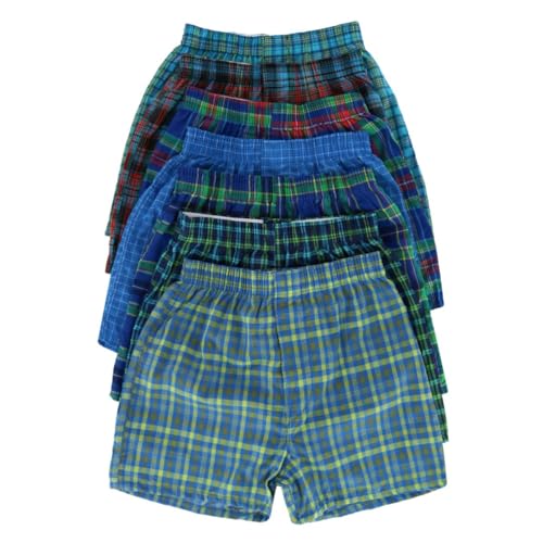 Fruit of the Loom Boys Tartan Plaid Boxers Assorted (7 Pack) Small Assorted