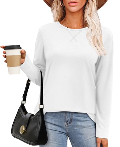 OFEEFAN Womens Long Sleeve Basic Shirts Crew Neck Fall Tops Outfits Clothes 20243