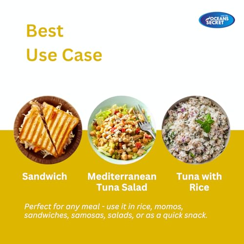 Image of Oceans Secret Tuna Chunks in SunflowerOil 180gm Pack of 1 Canned Tuna Fish Balanced Nutrition, Heart Healthy, in Sunflower Oil, Premium Cuts Ready to Eat