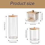 3Pcs Cotton Pad Holder,Cotton Wool Bud/Swab/Ball Holder,with Bamboo Lid,Bathroom Qtip Dispenser Jars Canisters Holders for Vanity Cotton Ball Qtips Makeup Storage Organiser Cosmetic Storage Box - Image 4