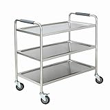 XCHSXYL Carrelli portaoggetti, carrelli mobili da Cucina, Carrello a 3 Ripiani con Ruota Universale con Freno, Carrello da Pranzo per Hotel, Carrello Mobile per Salone di Bellezza e spa/a/S80*40 * 9