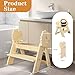 TinyHaven Wooden Toddler Step Stool, 2-Step Foldable Stool for Kids with Non-Slip Surface, Baby Bathroom Stool for Potty Training, Bathroom Sink, Kitchen Counter with Cute Dinosaur Design, Natural