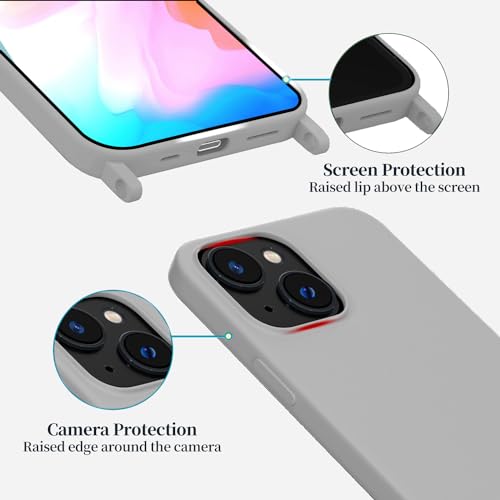 VooDirop Compatible with iPhone 16 Pro Case with Lanyard Crossbody iPhone Case with Strap Adjustable Shockproof Drop Protection Silicone Phone Cover for iPhone 16 Pro 6.3’’ Gray - image 2