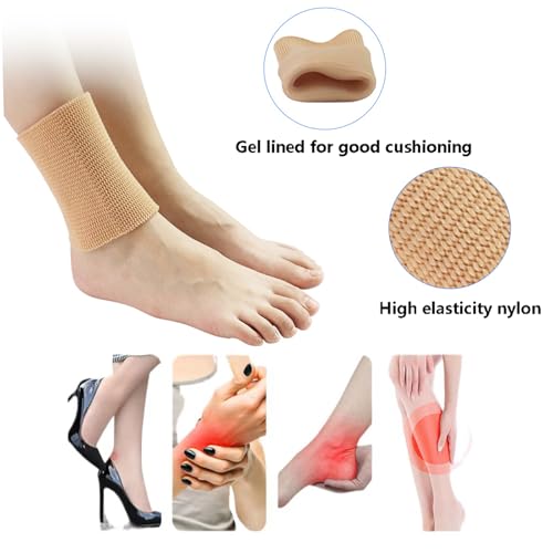 Ankle Gel Sleeves with Cushion Support Elastic Sleeves for Ice Skating, Hockey, Hiking Nude Color Non-Slip 1 Pair - Thumbnail 3