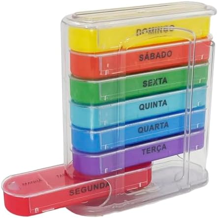 Porta Comprimidos Semanal Caixinha de Remédio Organizador de Medi...