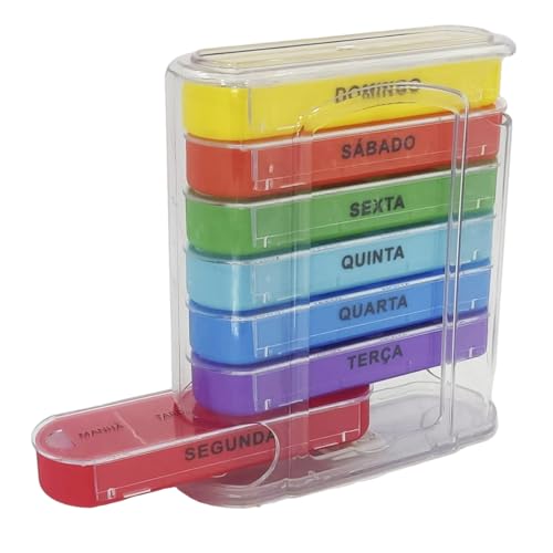 Porta Comprimidos Semanal Caixinha de Remédio Organizador de Medicamento Estojo PilBox Diário Cápsulas Smart Manhã Tarde Noite (Porta comprimidos COM11)
