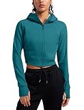 crz yoga donna cropped hoodie full zip jacket felpe atletiche casual a maniche lunghe con fori per il pollice giada verde 46
