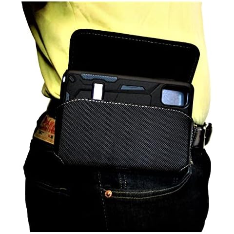 Mgbca Nylon Phone Cell Holster Pouch for Motorola Moto G Stylus (2021) W/Fixed Secure Belt Loop Clip Holder, Magnetic Closure, Fits with Slim-Fit Cases On Phone (Horizontal) Cover