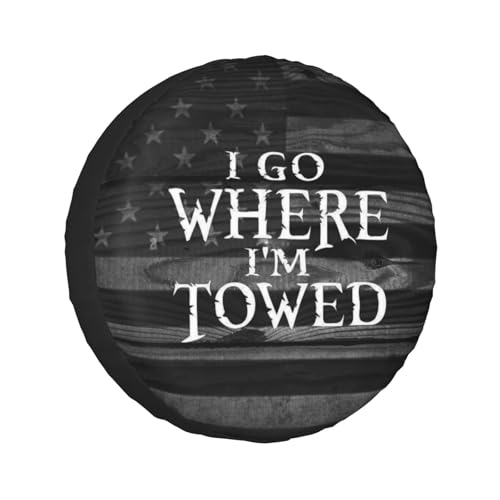 Image of Spare Tire Cover I Go Where I'm Towed Tire Cover Protectors Waterproof Dust-Proof Universal for Wrangler Rv SUV Truck Camper Travel Trailers 14 inch inch 15 inch inch 16 inch inch 17 inch inch, White