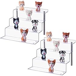 Estanteria Metacrilato Transparente Estante de exhibición de acrílico para figuras Pops, soporte de exhibición grande transparente de 4 pasos para exhibir o coleccionar, producto de postre para cupcakes, paquete de 2 (30x28x22cm)