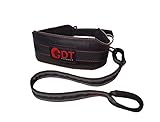 CDT Fitness Leather Dip Belt with 37 Inch Double Stitched Nylon Strap, Adjustable Buckle, Padded Interior, Ergonomic Design, For Weighted Pull-up Chin up Squat Donkey Calf