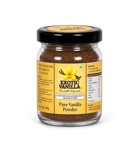 Exotic Vanilla Gourmet Vanilla Powder with Seeds 30g – Pure & Natural Vanilla Flavor for Baking, Cakes, Desserts, Ice Cream & Confectionery | Premium Powder for Gourmet Cooking