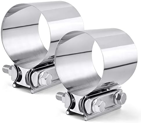 SPEEDWOW 2.25 Inch Exhaust Clamp - Butt Joint Band Coupler Sleeve (2 PCS) - Stainless Steel