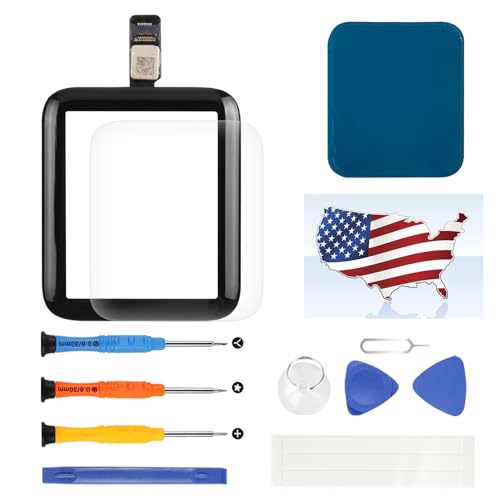 for Apple Watch Series 3 Screen Replacement S3 38MM/42MM LCD G-PS+Cellular Touch Screen Digitizer Glass for Apple Watch3 Pantalla Sensor Panel Lens Repair Parts Kit with Free Tools (42MM)