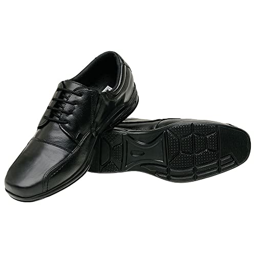 Sapato Anti Stress Ortopédico Masculino Em Couro Com Cadarço San Lorenzo 5070 Cor:Preto;Tamanho:43;G