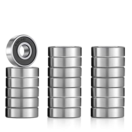 20 Pack 608-RS Ball Bearing - Double Rubber Sealed Shielded Miniature Deep Groove 608rs Bearings for Skateboards, Inline Skates, Scooters, Roller Blade Skates & Long Boards (8mm x 22mm x 7mm)