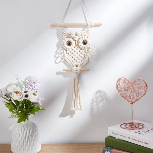 ORIGACH Kit de tapeçaria para pendurar na parede, macramê, coruja, macramê, feito à mão, para pendur