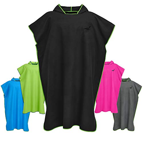 Fit-Flip Surf Poncho u0096 Umziehhilfe Strand, Handtuch Robe, Badeponcho, Badeumhang u0096 Größe L, schwarz/grün